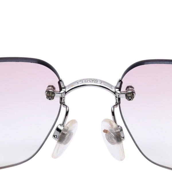 CHANEL Rimless Sunglasses Eyewear 4017-D c.124/58 Size 62□17 120 Coco Mark Rhinestone Pink Good Condition Used 4a003731