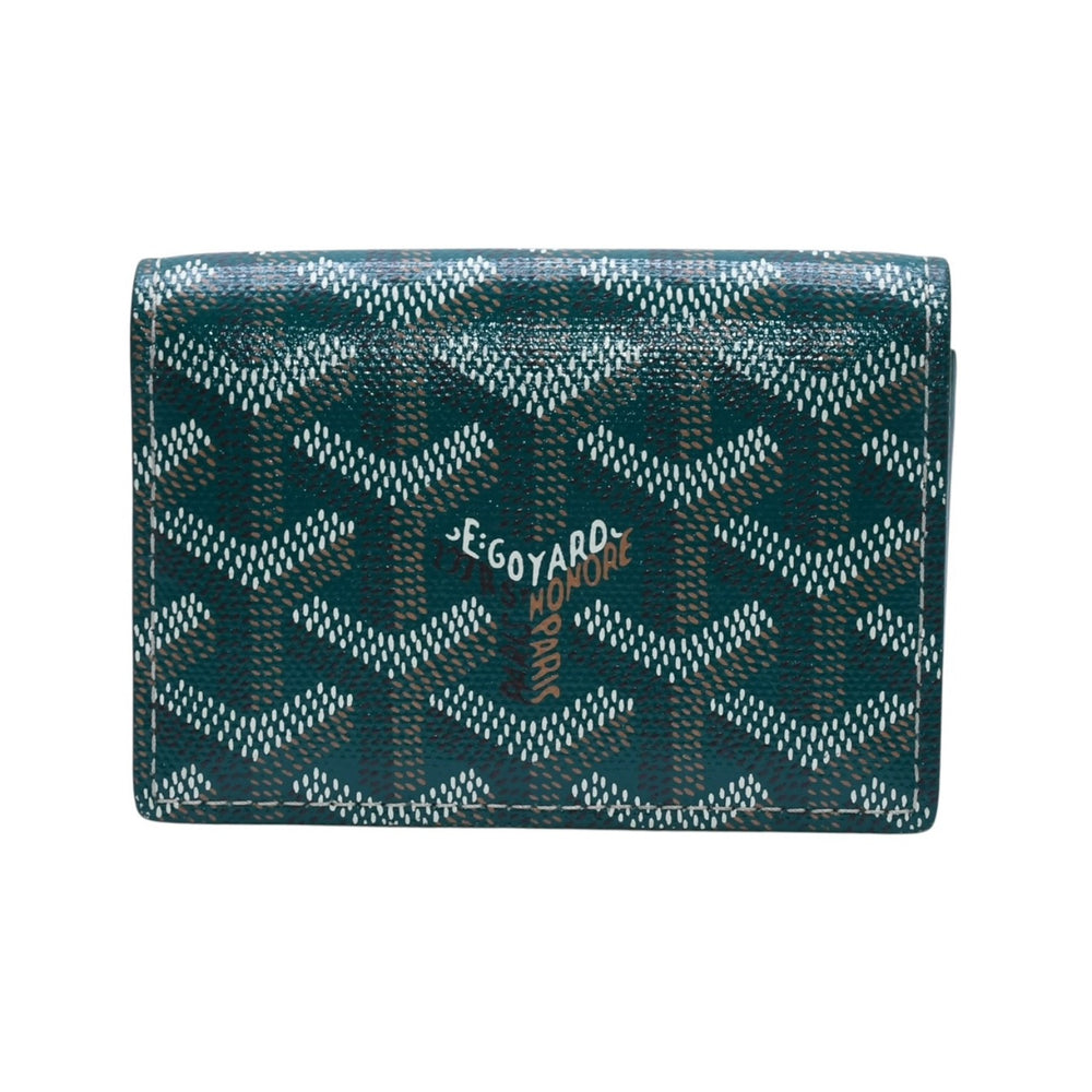 新品同様品 GOYARD ゴヤール マルゼルブ カードケース MALESHPMLTY09CL09X シルバー金具 グリーン PVC ヴォーカルカーフスキン 中古 4a003847
