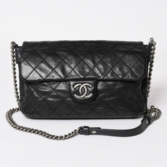 CHANEL Wild Stitch S Flap S Chain Shoulder Bag No. 17 Coco Mark Calf Leather Black Good Condition Used 4a003743