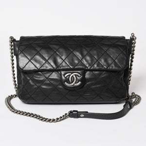 CHANEL Wild Stitch S Flap S Chain Shoulder Bag No. 17 Coco Mark Calf Leather Black Good Condition Used 4a003743