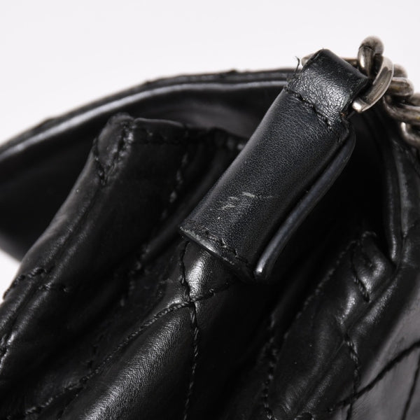 CHANEL Wild Stitch S Flap S Chain Shoulder Bag No. 17 Coco Mark Calf Leather Black Good Condition Used 4a003743