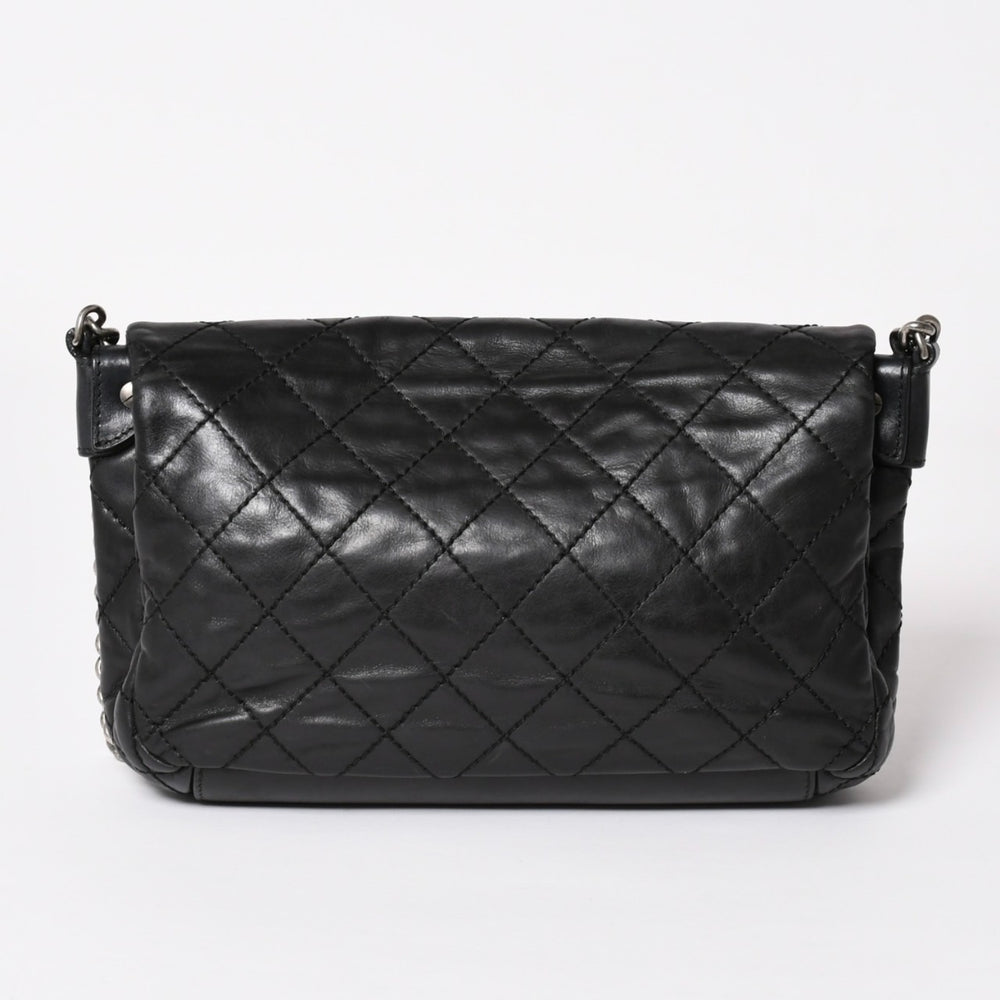 CHANEL Wild Stitch S Flap S Chain Shoulder Bag No. 17 Coco Mark Calf Leather Black Good Condition Used 4a003743
