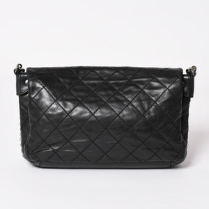 CHANEL Wild Stitch S Flap S Chain Shoulder Bag No. 17 Coco Mark Calf Leather Black Good Condition Used 4a003743