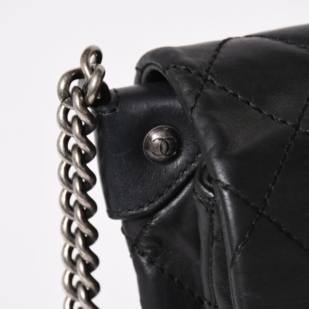 CHANEL Wild Stitch S Flap S Chain Shoulder Bag No. 17 Coco Mark Calf Leather Black Good Condition Used 4a003743