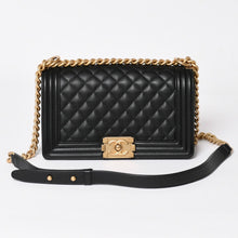 画像をギャラリービューアに読み込む, 極美品 CHANEL シャネル ボーイシャネル25 ミディアム チェーンショルダーバッグ 30番台 ココマーク キャビアスキン ブラック 中古 4a003637