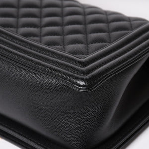 極美品 CHANEL シャネル ボーイシャネル25 ミディアム チェーンショルダーバッグ 30番台 ココマーク キャビアスキン ブラック 中古 4a003637