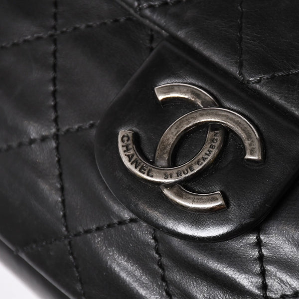 CHANEL Wild Stitch S Flap S Chain Shoulder Bag No. 17 Coco Mark Calf Leather Black Good Condition Used 4a003743