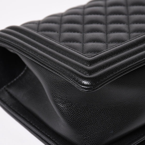 極美品 CHANEL シャネル ボーイシャネル25 ミディアム チェーンショルダーバッグ 30番台 ココマーク キャビアスキン ブラック 中古 4a003637