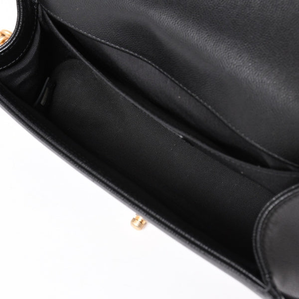 極美品 CHANEL シャネル ボーイシャネル25 ミディアム チェーンショルダーバッグ 30番台 ココマーク キャビアスキン ブラック 中古 4a003637
