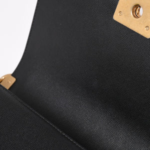 極美品 CHANEL シャネル ボーイシャネル25 ミディアム チェーンショルダーバッグ 30番台 ココマーク キャビアスキン ブラック 中古 4a003637