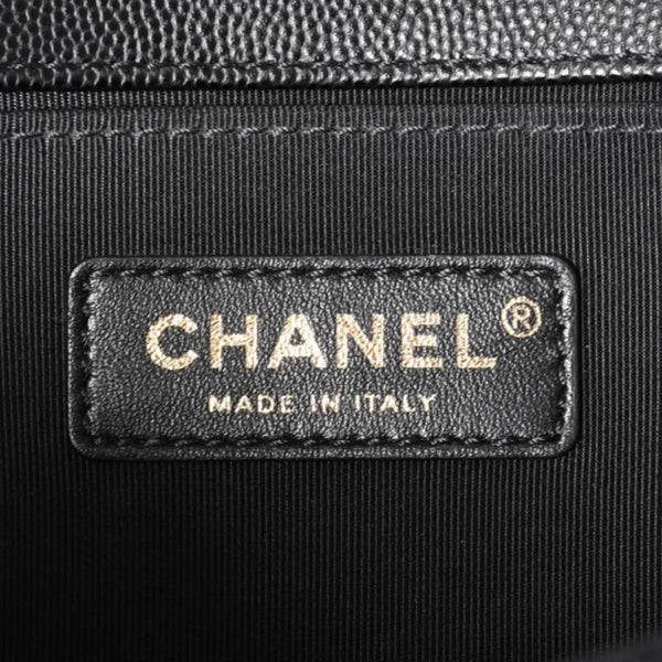 極美品 CHANEL シャネル ボーイシャネル25 ミディアム チェーンショルダーバッグ 30番台 ココマーク キャビアスキン ブラック 中古 4a003637