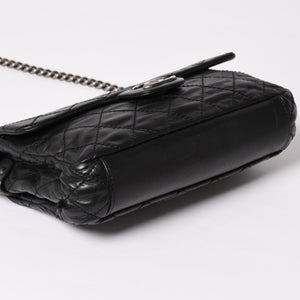 CHANEL Wild Stitch S Flap S Chain Shoulder Bag No. 17 Coco Mark Calf Leather Black Good Condition Used 4a003743