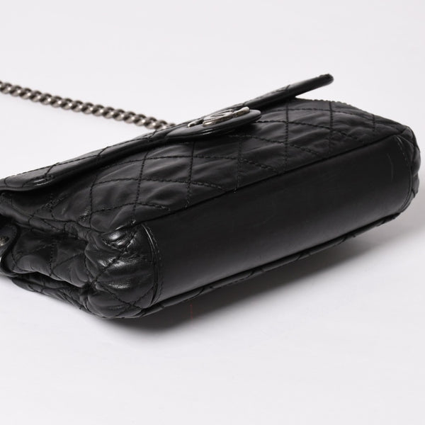 CHANEL Wild Stitch S Flap S Chain Shoulder Bag No. 17 Coco Mark Calf Leather Black Good Condition Used 4a003743