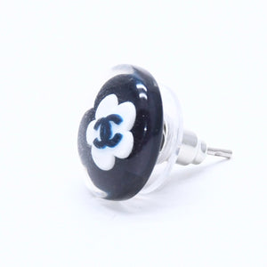 CHANEL シャネル ココマーク ボタンピアス 重量約1.68g 04S刻印 カメリア クリア ブラック ホワイト 樹脂系 両耳用 美品 中古 4a003747