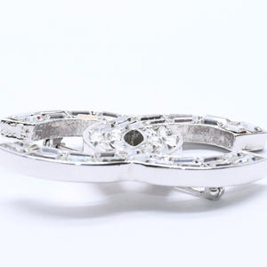 Very Good Condition CHANEL Coco Mark Brooch Weight Approx. 20.05g 01P Engraved Metal Rhinestone Silver Clear Used 4a003749