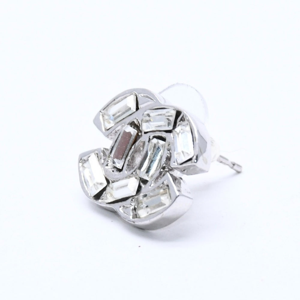 極美品 CHANEL シャネル ココマーク ピアス 重量約4.39g 01P刻印 ラインストーン メタル シルバー クリア 両耳用 中古 4a003745