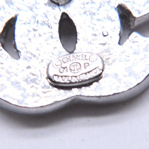 Very Good Condition CHANEL Coco Mark Earrings Weight Approximately 4.39g 01P Engraved Rhinestone Metal Silver Clear Binaural Used 4a003745