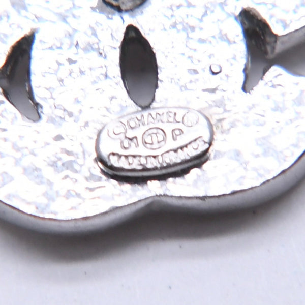Very Good Condition CHANEL Coco Mark Earrings Weight Approximately 4.39g 01P Engraved Rhinestone Metal Silver Clear Binaural Used 4a003745