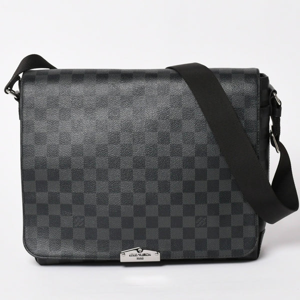 極美品 LOUIS VUITTON ルイヴィトン ディスリクト MM メッセンジャーバッグ N40350 ショルダーバッグ ダミエグラフィクト ブラック シルバー金具 中古 4a003675