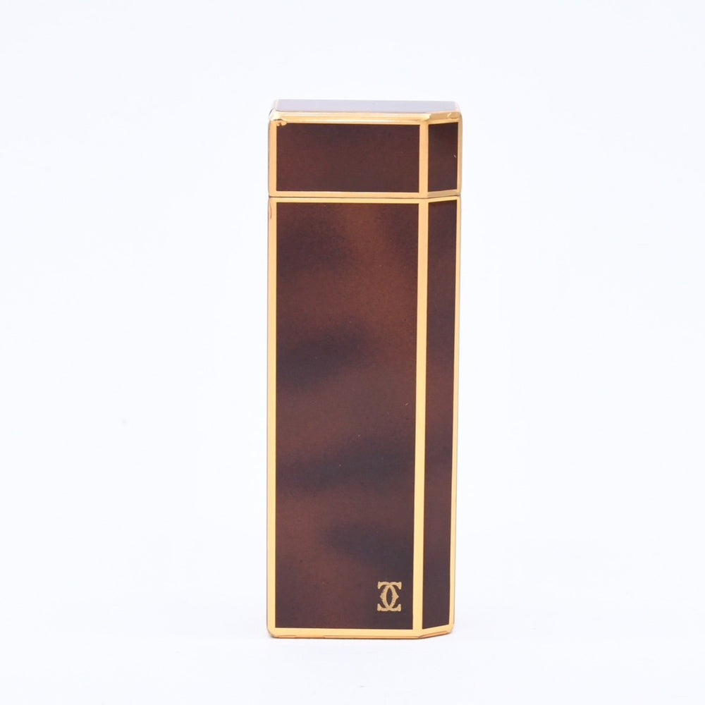 Cartier カルティエ オーバル ライター ゴールド ブラックラッカー ガスライター 漆ブラウン 美品 中古 4a002334