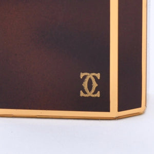 Cartier Cartier Oval Lighter Gold Black Lacquer Gas Lighter Lacquer Brown Good Condition Used 4a002334
