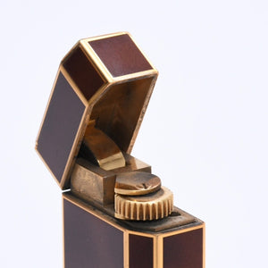 Cartier Cartier Oval Lighter Gold Black Lacquer Gas Lighter Lacquer Brown Good Condition Used 4a002334