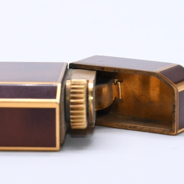 Cartier Cartier Oval Lighter Gold Black Lacquer Gas Lighter Lacquer Brown Good Condition Used 4a002334