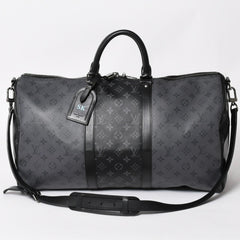 極美品 LOUIS LVUITTON ルイヴィトン キーポル・バンドリエール 50 ブラック グレー シルバー金具 M45392 中古 4a004494