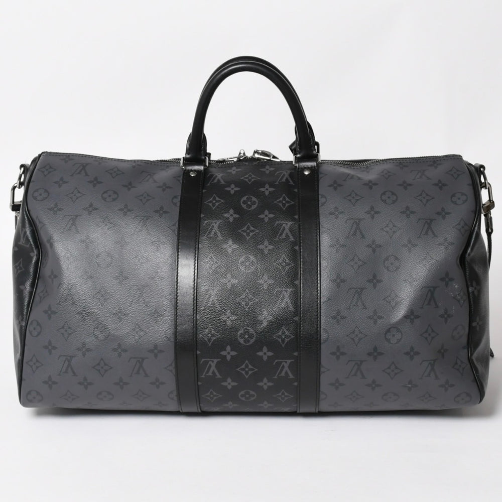 極美品 LOUIS LVUITTON ルイヴィトン キーポル・バンドリエール 50 ブラック グレー シルバー金具 M45392 中古 4a004494