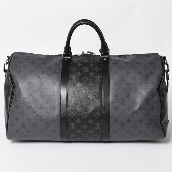 極美品 LOUIS LVUITTON ルイヴィトン キーポル・バンドリエール 50 ブラック グレー シルバー金具 M45392 中古 4a004494