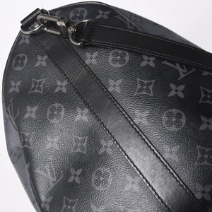 極美品 LOUIS LVUITTON ルイヴィトン キーポル・バンドリエール 50 ブラック グレー シルバー金具 M45392 中古 4a004494