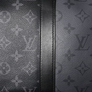 極美品 LOUIS LVUITTON ルイヴィトン キーポル・バンドリエール 50 ブラック グレー シルバー金具 M45392 中古 4a004494