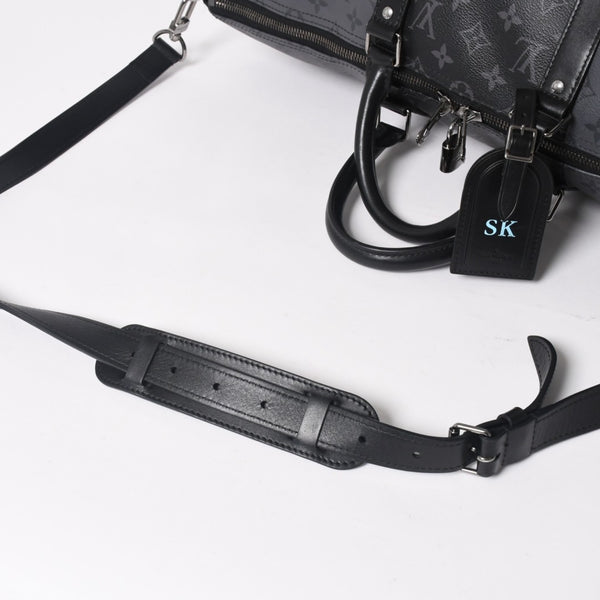 極美品 LOUIS LVUITTON ルイヴィトン キーポル・バンドリエール 50 ブラック グレー シルバー金具 M45392 中古 4a004494