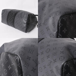 極美品 LOUIS LVUITTON ルイヴィトン キーポル・バンドリエール 50 ブラック グレー シルバー金具 M45392 中古 4a004494