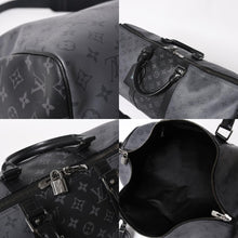 画像をギャラリービューアに読み込む, LOUIS LVUITTON ルイヴィトン キーポル・バンドリエール 50 ブラック グレー シルバー金具 M45392 美品 中古 4a004494