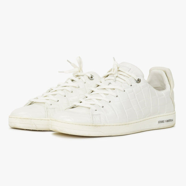 LOUIS VUITTON Men's Sneakers White Front Low Line Leather Sneakers MS0185 Good Condition Used 4a003766
