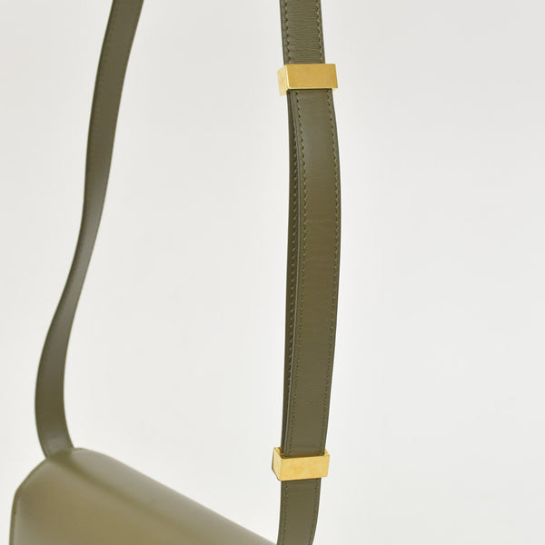 CELINE セリーヌ フィービー期 クラシック ボックス レザー ショルダーバッグ カーキ グリーン ゴールド金具 レザー 美品 中古 4a003688