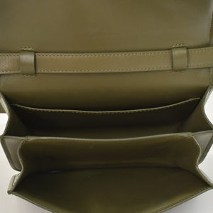 CELINE セリーヌ フィービー期 クラシック ボックス レザー ショルダーバッグ カーキ グリーン ゴールド金具 レザー 美品 中古 4a003688