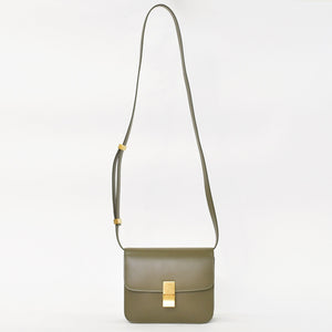 CELINE セリーヌ フィービー期 クラシック ボックス レザー ショルダーバッグ カーキ グリーン ゴールド金具 レザー 美品 中古 4a003688