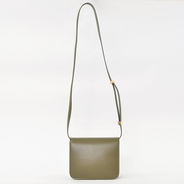 CELINE セリーヌ フィービー期 クラシック ボックス レザー ショルダーバッグ カーキ グリーン ゴールド金具 レザー 美品 中古 4a003688