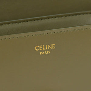 CELINE セリーヌ フィービー期 クラシック ボックス レザー ショルダーバッグ カーキ グリーン ゴールド金具 レザー 美品 中古 4a003688