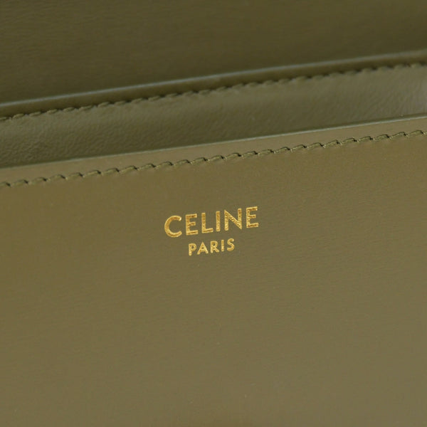 CELINE セリーヌ フィービー期 クラシック ボックス レザー ショルダーバッグ カーキ グリーン ゴールド金具 レザー 美品 中古 4a003688