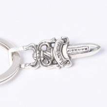 Load image into Gallery viewer, CHROME HEARTS クロムハーツ ラージCHクロスキーリングウィズダガーキーリング チャーム ペンダントトップ シルバー925 アクセサリー 重量55.2g 美品 中古 4a001133