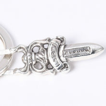 Load image into Gallery viewer, CHROME HEARTS クロムハーツ ラージCHクロスキーリングウィズダガーキーリング チャーム ペンダントトップ シルバー925 アクセサリー 重量55.2g 美品 中古 4a001133