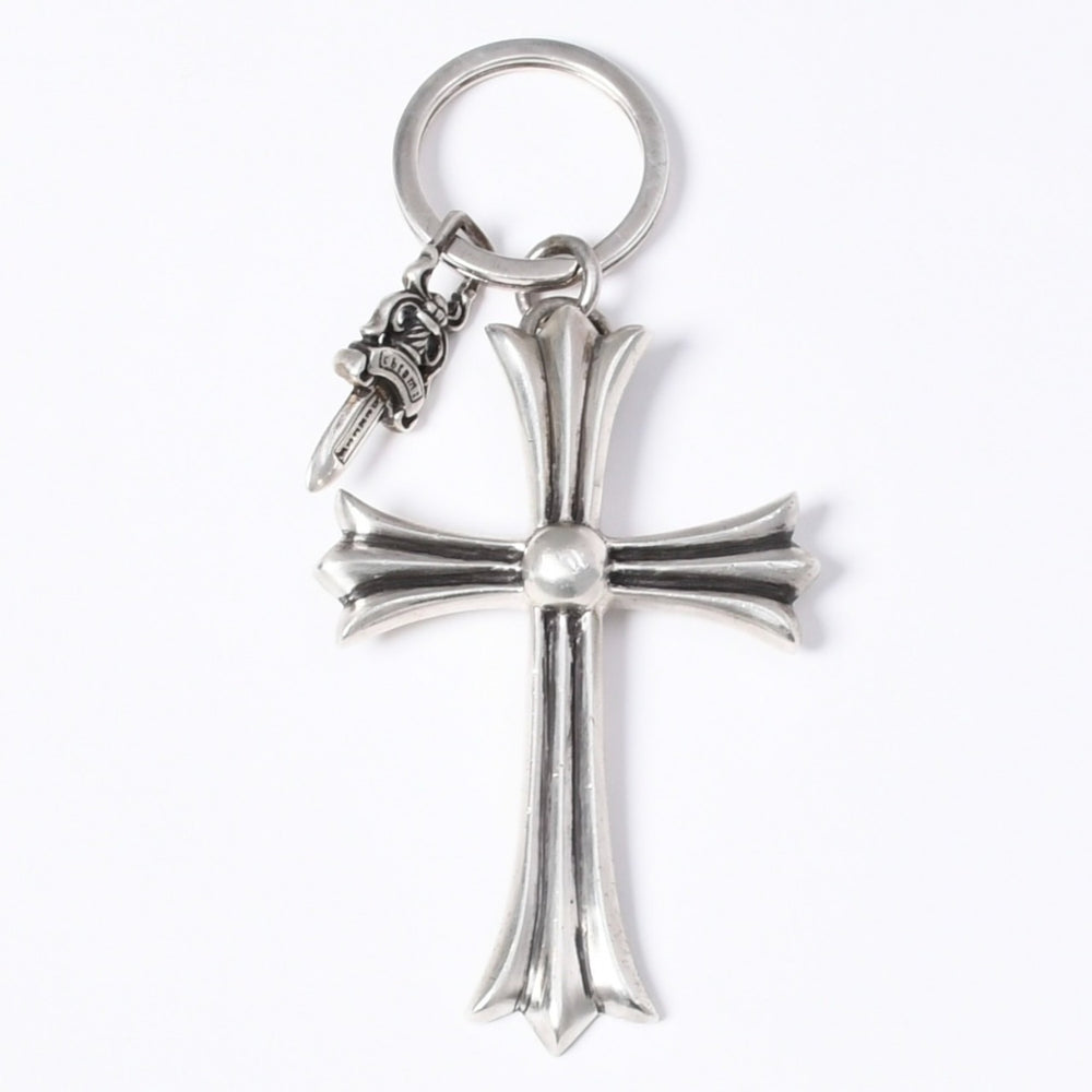 極美品 CHROME HEARTS クロムハーツ CH CRS LG & No5 DGGR ラージクロス ダガー キーリング 重量約52.0g 中古 4a003786