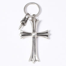 Load image into Gallery viewer, 極美品 CHROME HEARTS クロムハーツ CH CRS LG &amp; No5 DGGR ラージクロス ダガー キーリング 重量約52.0g 中古 4a003786