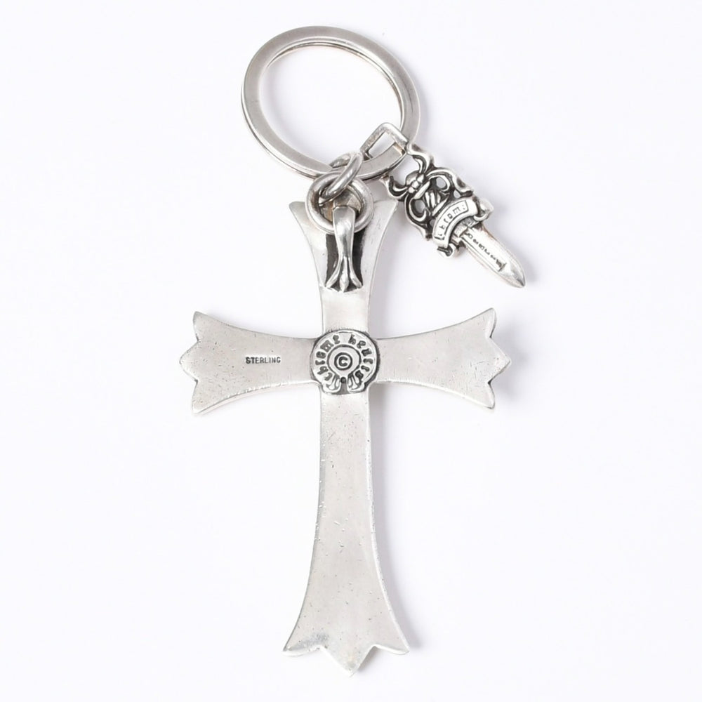極美品 CHROME HEARTS クロムハーツ CH CRS LG & No5 DGGR ラージクロス ダガー キーリング 重量約52.0g 中古 4a003786