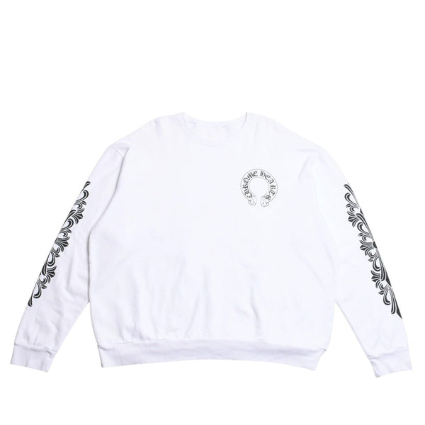 CHROME HEARTS Sweat Horseshoe Floral Cross Pull Scroll Label Logo L Size Good Condition Used 4a003780