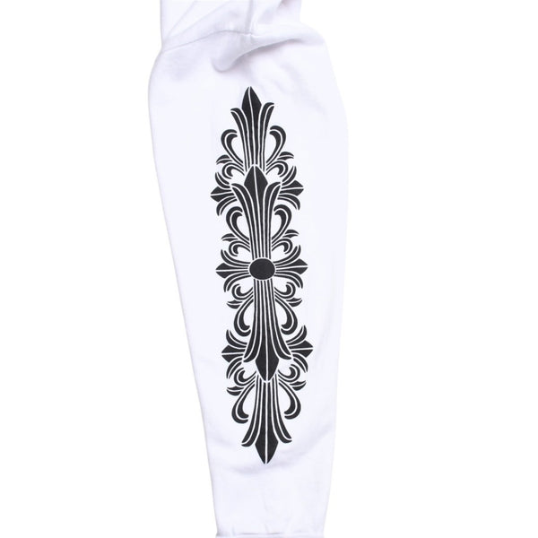 CHROME HEARTS Sweat Horseshoe Floral Cross Pull Scroll Label Logo L Size Good Condition Used 4a003780