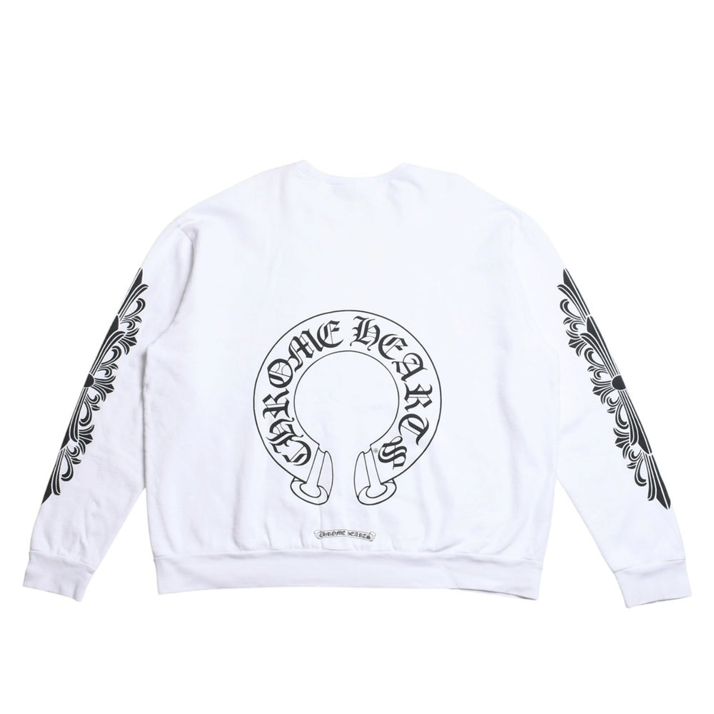 CHROME HEARTS Sweat Horseshoe Floral Cross Pull Scroll Label Logo L Size Good Condition Used 4a003780